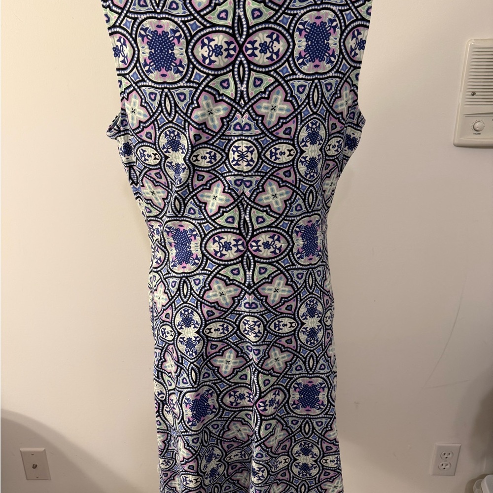 Talbots Blue and White Geometric Midi Dress - Picture 5 of 8